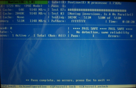 Ecran de MemTest86+